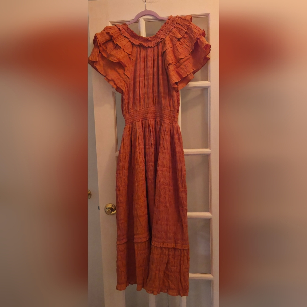 Cleobella Sunset Teracotta Tiered Ruffle Maxi Dress - Picture 5 of 9